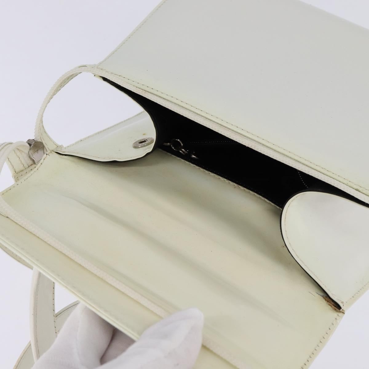 Salvatore Ferragamo Gancini handbag Patent leather, WHITE, PATENT_LEATHER, Handbag