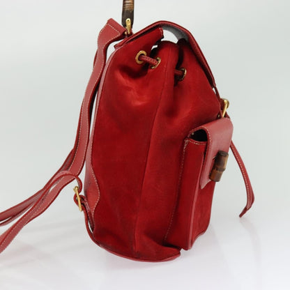Gucci Bamboo Tassel Backpack Suede, RED, SUEDE, Backpack