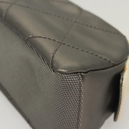Chanel Biarritz Cosmetic Pouch Quilted Coated Canvas, GRAY, PVC, Clutche & pouche