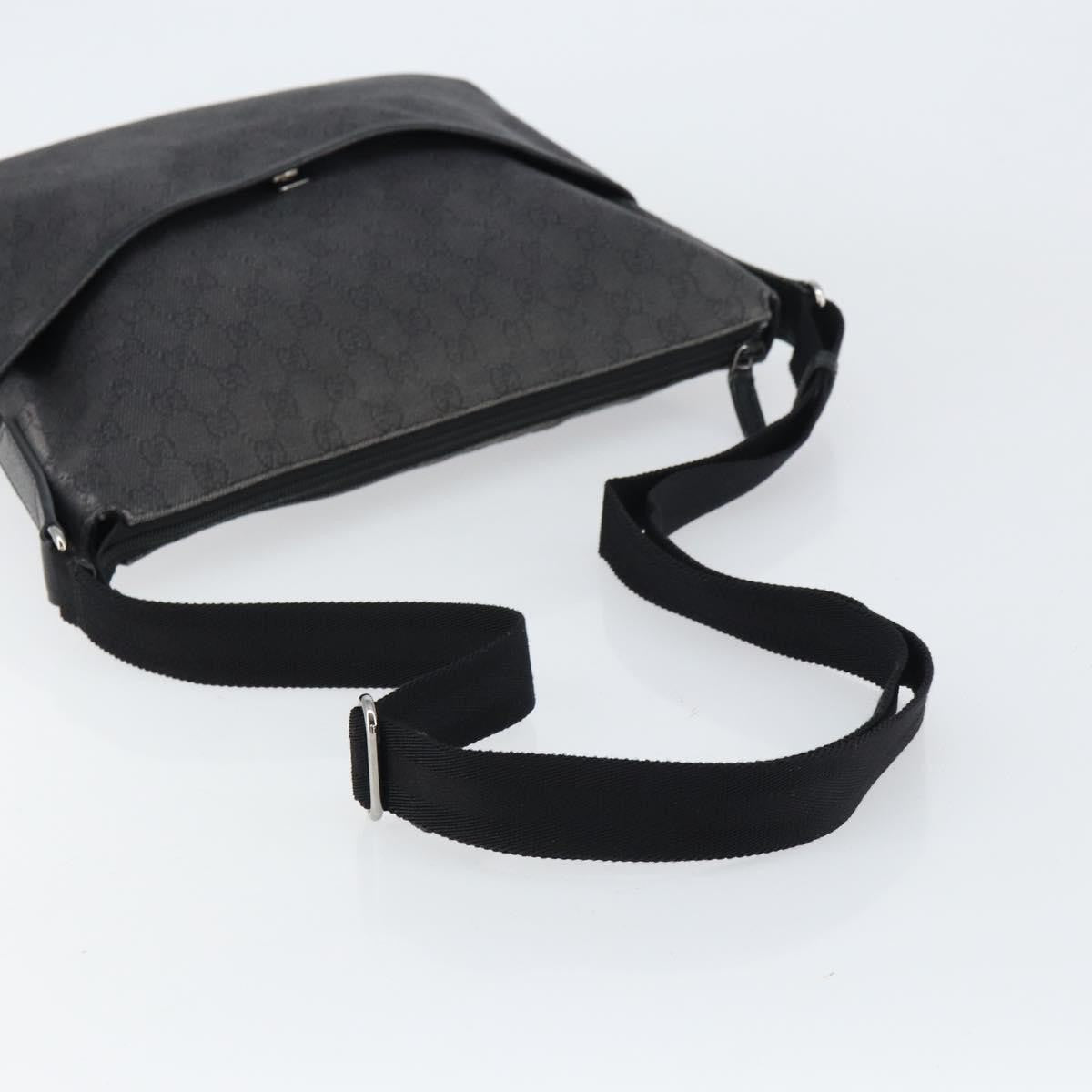 Gucci Zip Messenger Bag GG Denim, BLACK, CANVAS, Shoulder bag