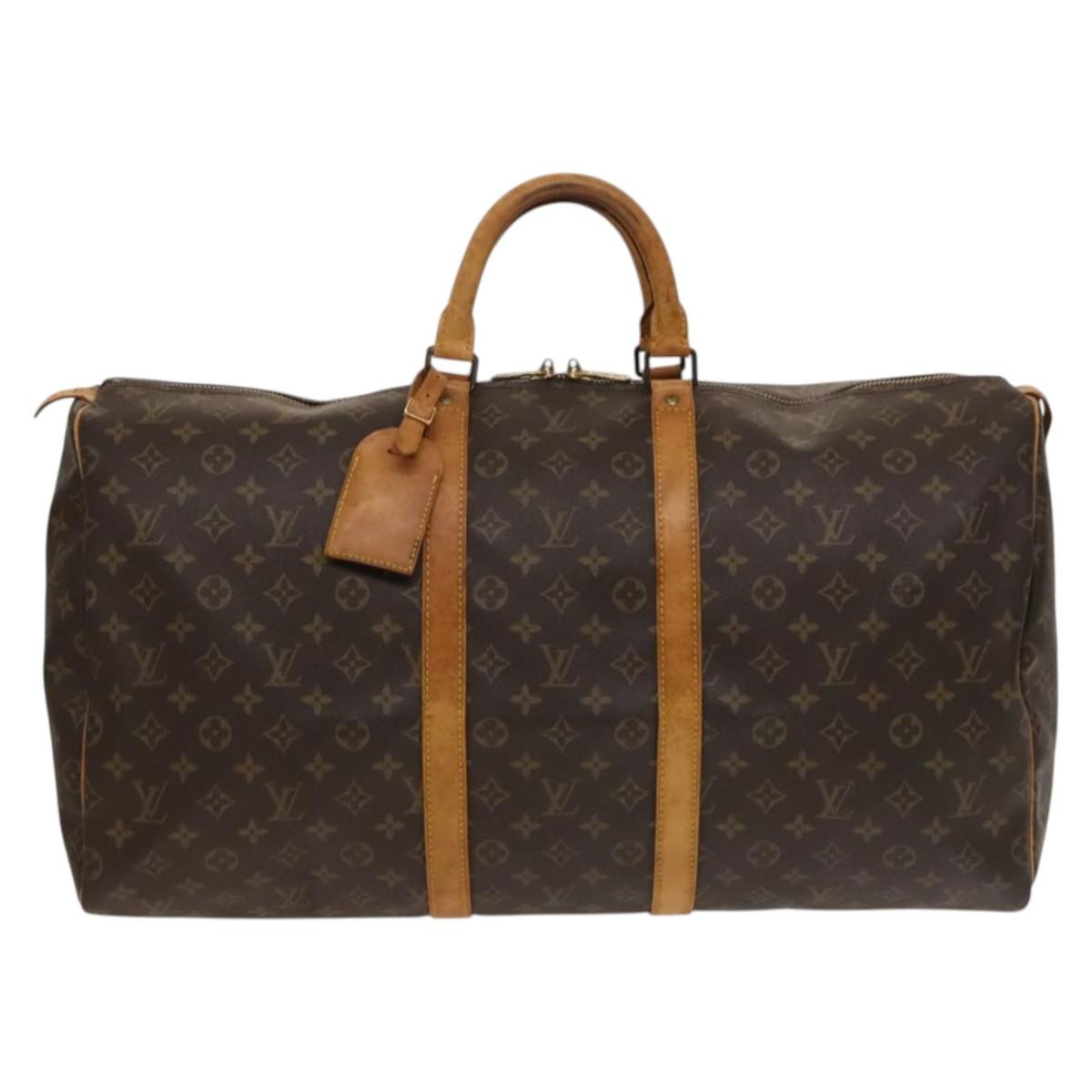 Louis Vuitton Keepall Bag Monogram Canvas, BROWN, CANVAS, Travel bag