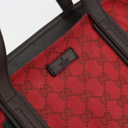 Gucci Original Zip Tote GG Canvas with Leather, Red, Canvas, Tote Bag