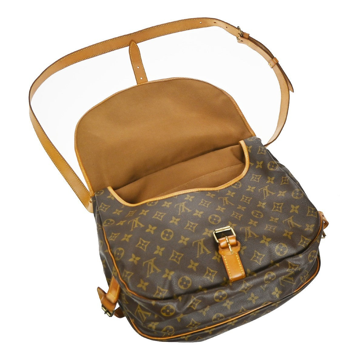 Louis Vuitton Saumur Handbag Monogram Canvas, Brown, Canvas, Shoulder Bag