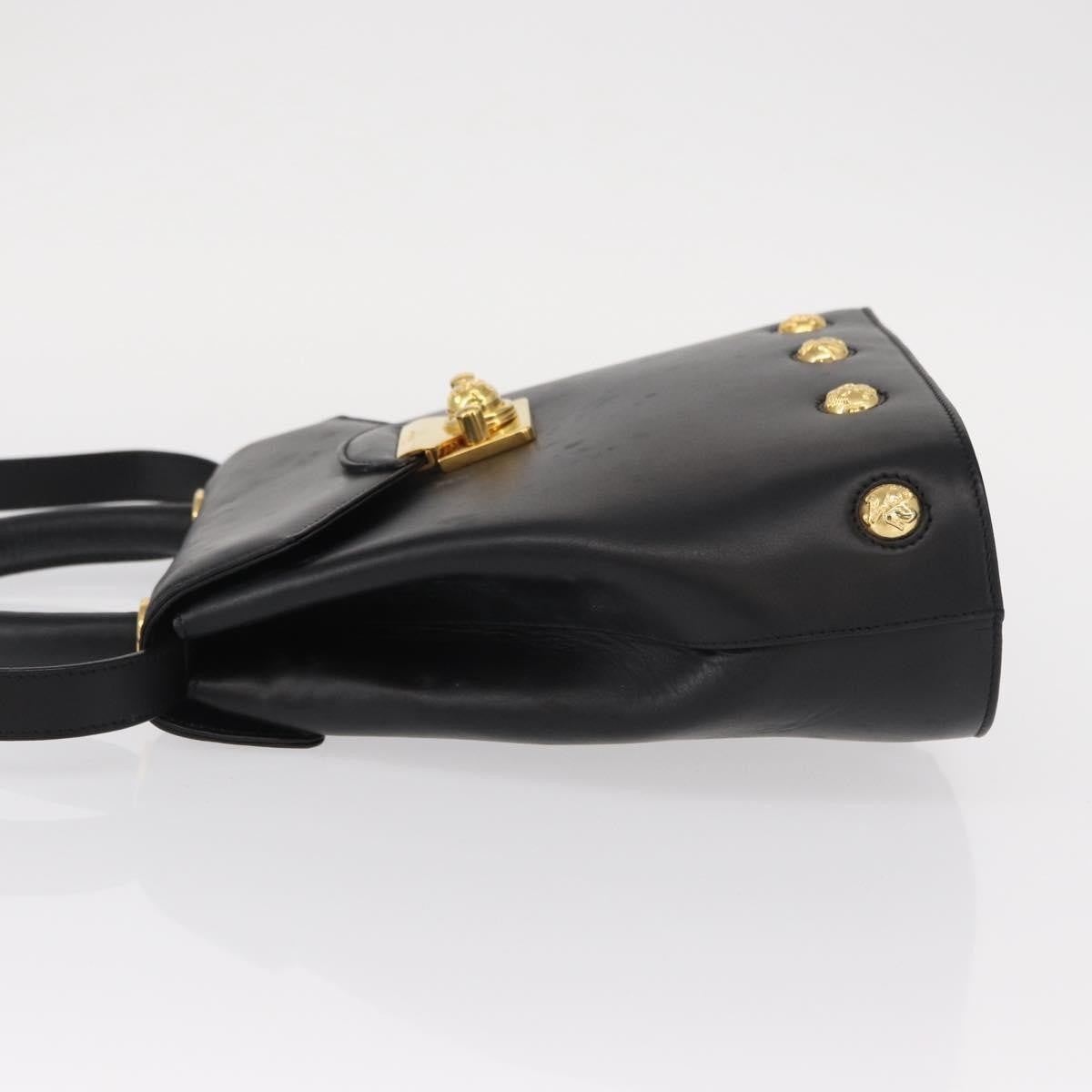 Salvatore Ferragamo Vintage Handbag Leather, BLACK, LEATHER, Handbag