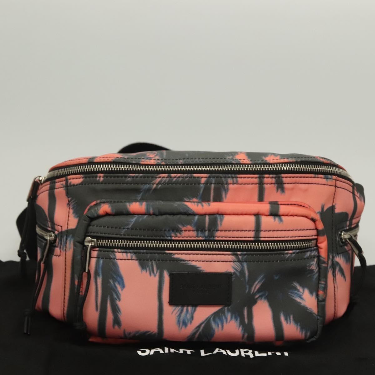 Saint Laurent Front Pocket Waist Bag Printed Nylon, Pink, Nylon, Shoulder Bag