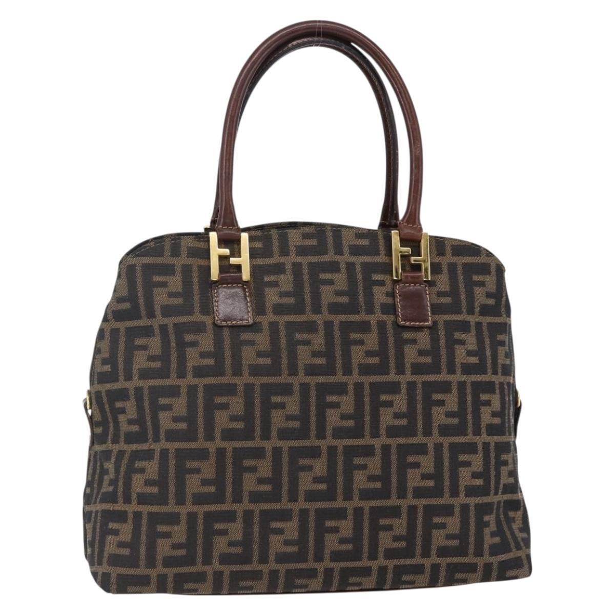 Fendi Vintage Convertible Satchel Zucca Canvas, BROWN, CANVAS, Handbag