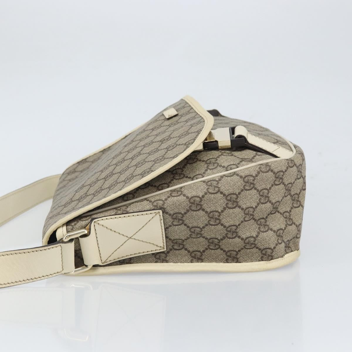 Gucci Double Buckle Flap Messenger Bag GG Coated Canvas with Leather, BEIGE, PVC, Shoulder bag