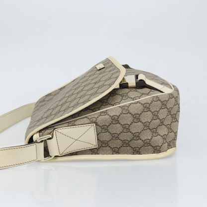 Gucci Double Buckle Flap Messenger Bag GG Coated Canvas with Leather, BEIGE, PVC, Shoulder bag