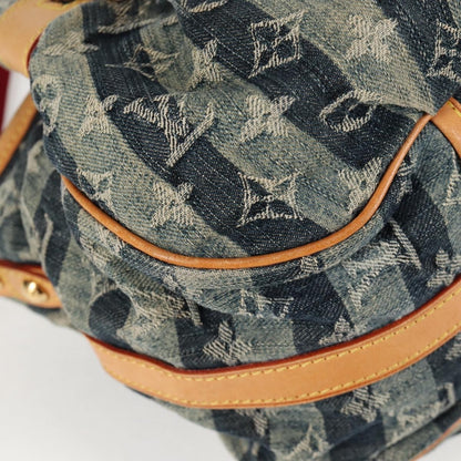 Louis Vuitton Porte Epaule Raye Handbag Striped Monogram Denim, BLUE, DENIM_JEANS, Handbag