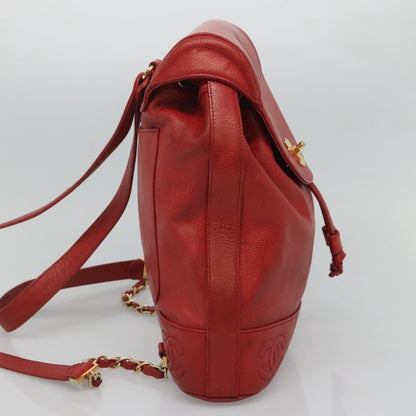 Chanel Vintage Backpack Caviar, RED, LEATHER, Backpack