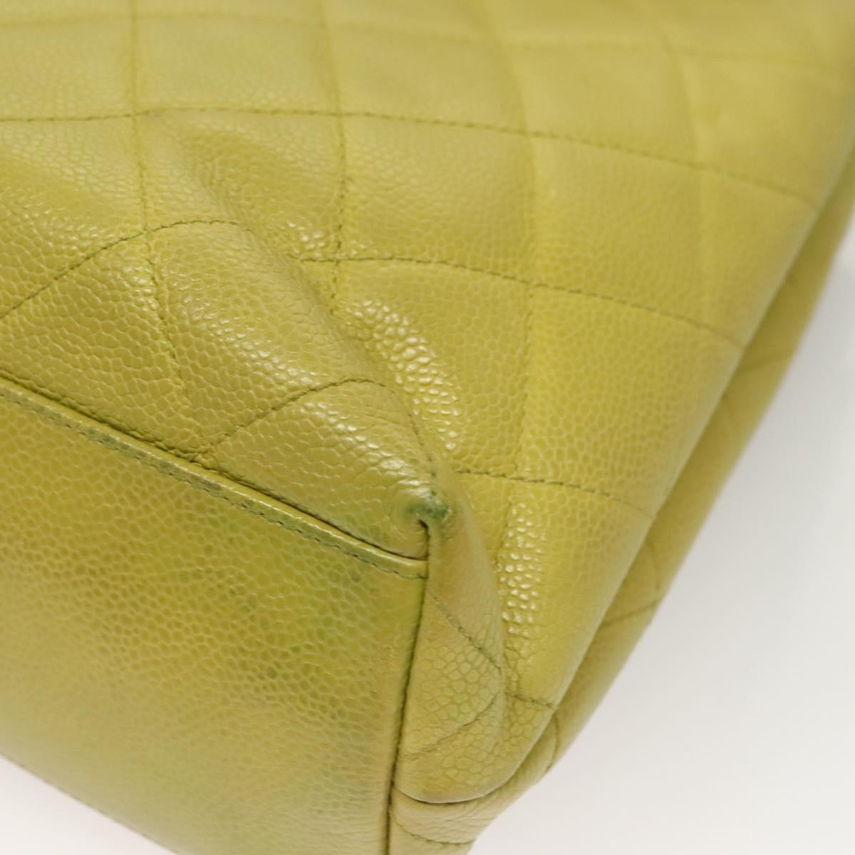 Chanel Vintage Front Pocket Shoulder Bag Quilted Caviar, GREEN, LEATHER, Shoulder bag