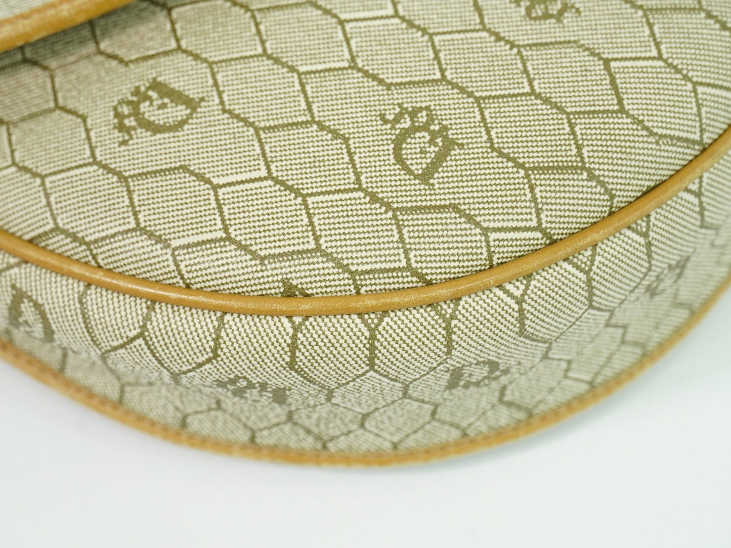Christian Dior Vintage Honeycomb Shoulder Bag Canvas, BEIGE, CANVAS, Shoulder bag