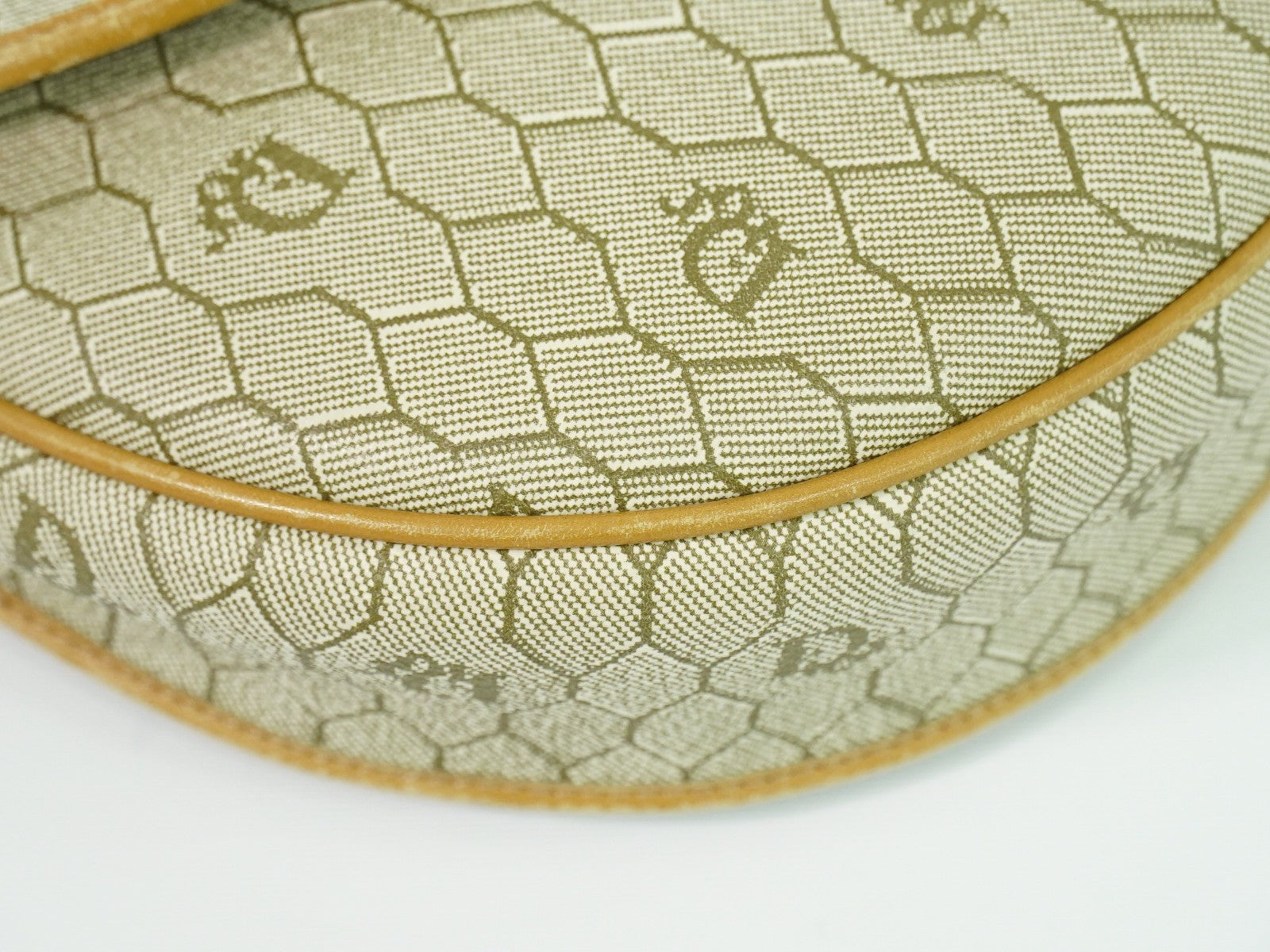 Christian Dior Vintage Honeycomb Shoulder Bag Canvas, BEIGE, CANVAS, Shoulder bag