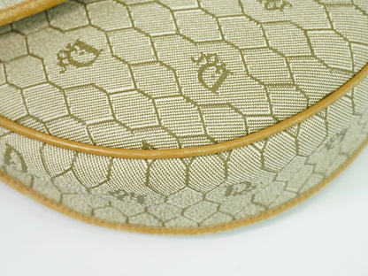Christian Dior Vintage Honeycomb Shoulder Bag Canvas, BEIGE, CANVAS, Shoulder bag