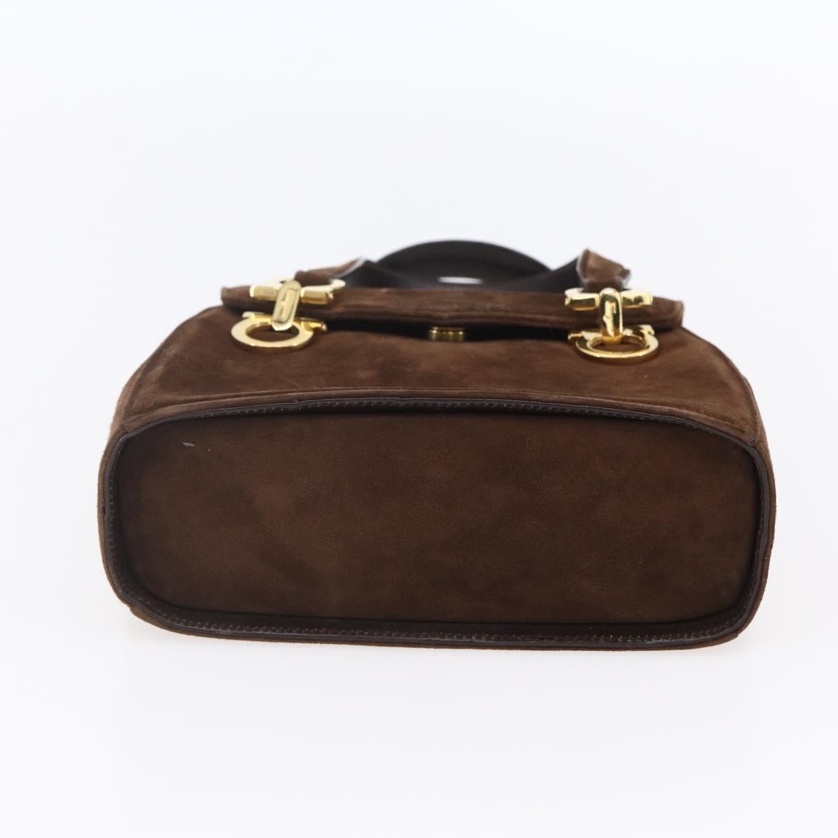 Salvatore Ferragamo Gancini handbag Suede, BROWN, SUEDE, Handbag