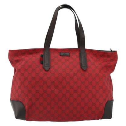Gucci Original Zip Tote GG Canvas with Leather, Red, Canvas, Tote Bag