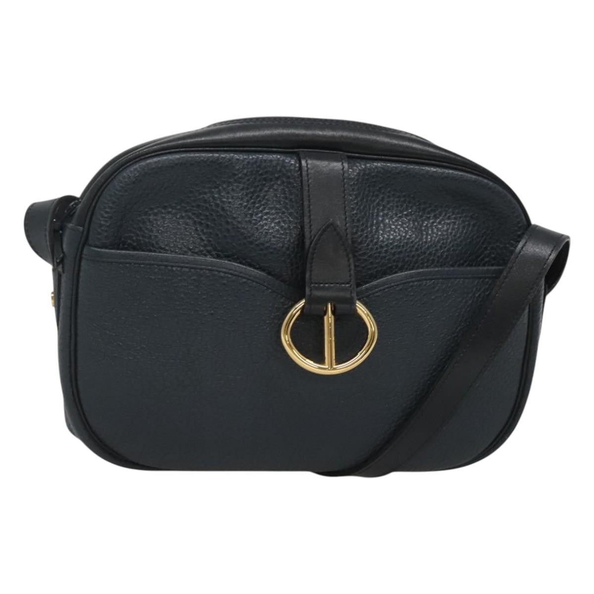 Christian Dior Vintage Flap Crossbody Bag Leather, NAVY, LEATHER, Shoulder bag