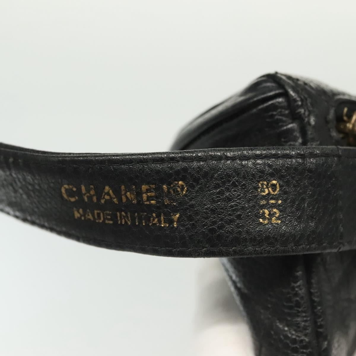 Chanel Vintage Zip Belt Bag Quilted Caviar, BLACK, LEATHER, Clutche & pouche