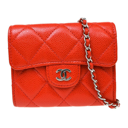 Chanel Vintage CC Mini chain Shoulder Bag Leather, Red, Calfskin, Crossbody Bag