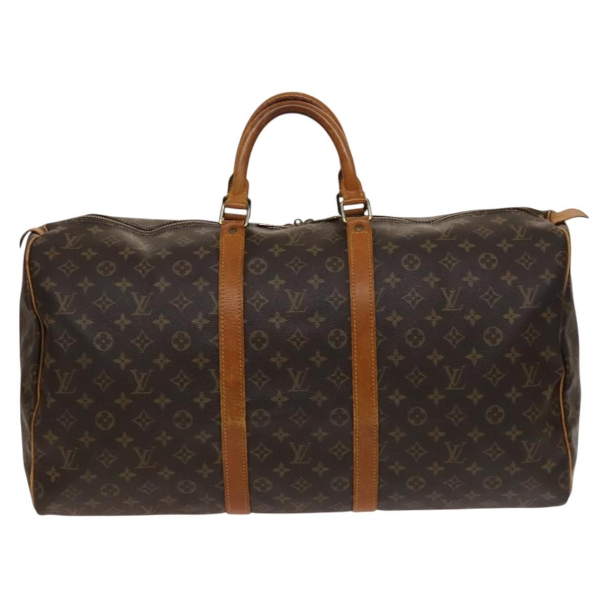Louis Vuitton Keepall Bag Monogram Canvas, BROWN, CANVAS, Travel bag
