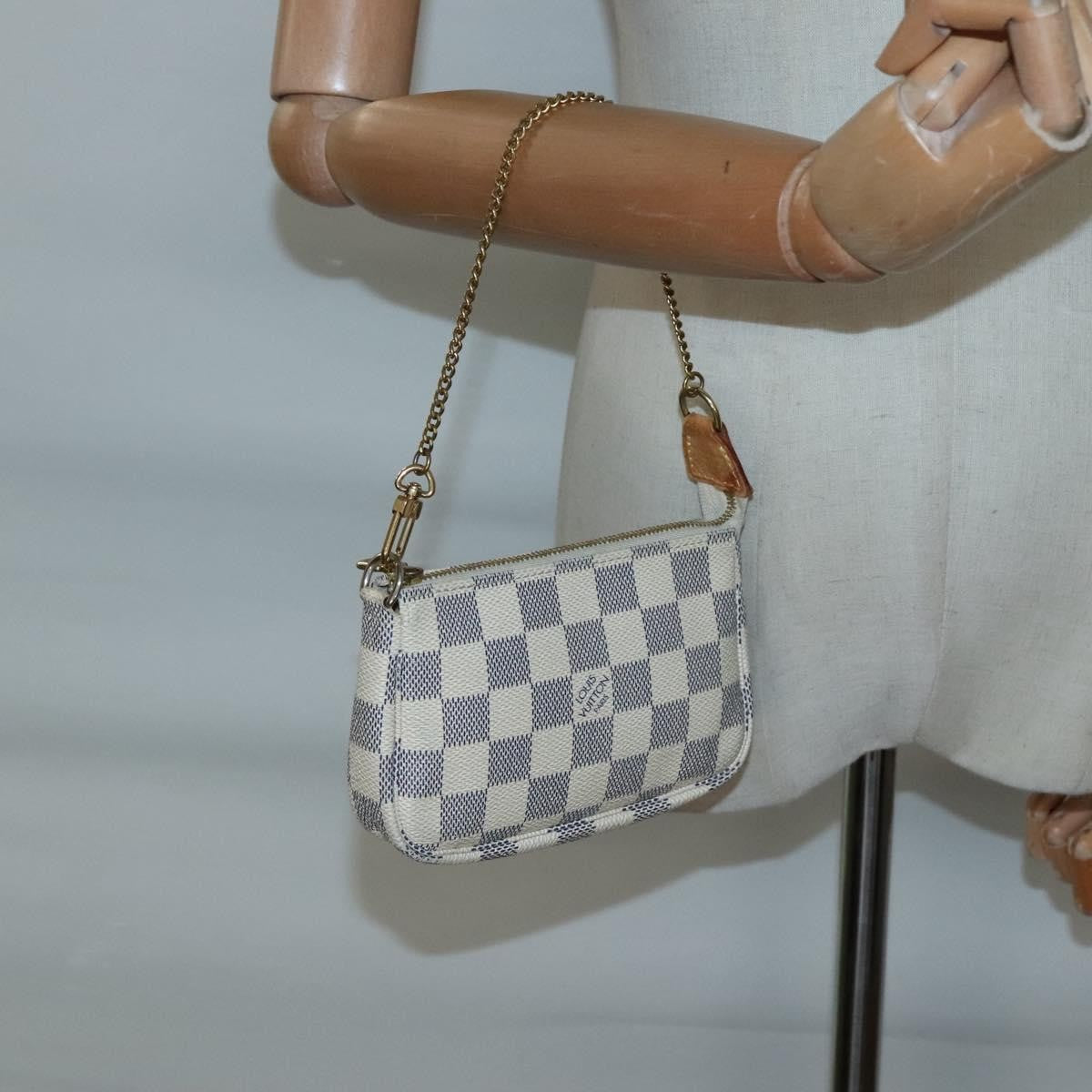 Louis Vuitton Pochette Accessoires Damier, WHITE, CANVAS, Clutche & pouche