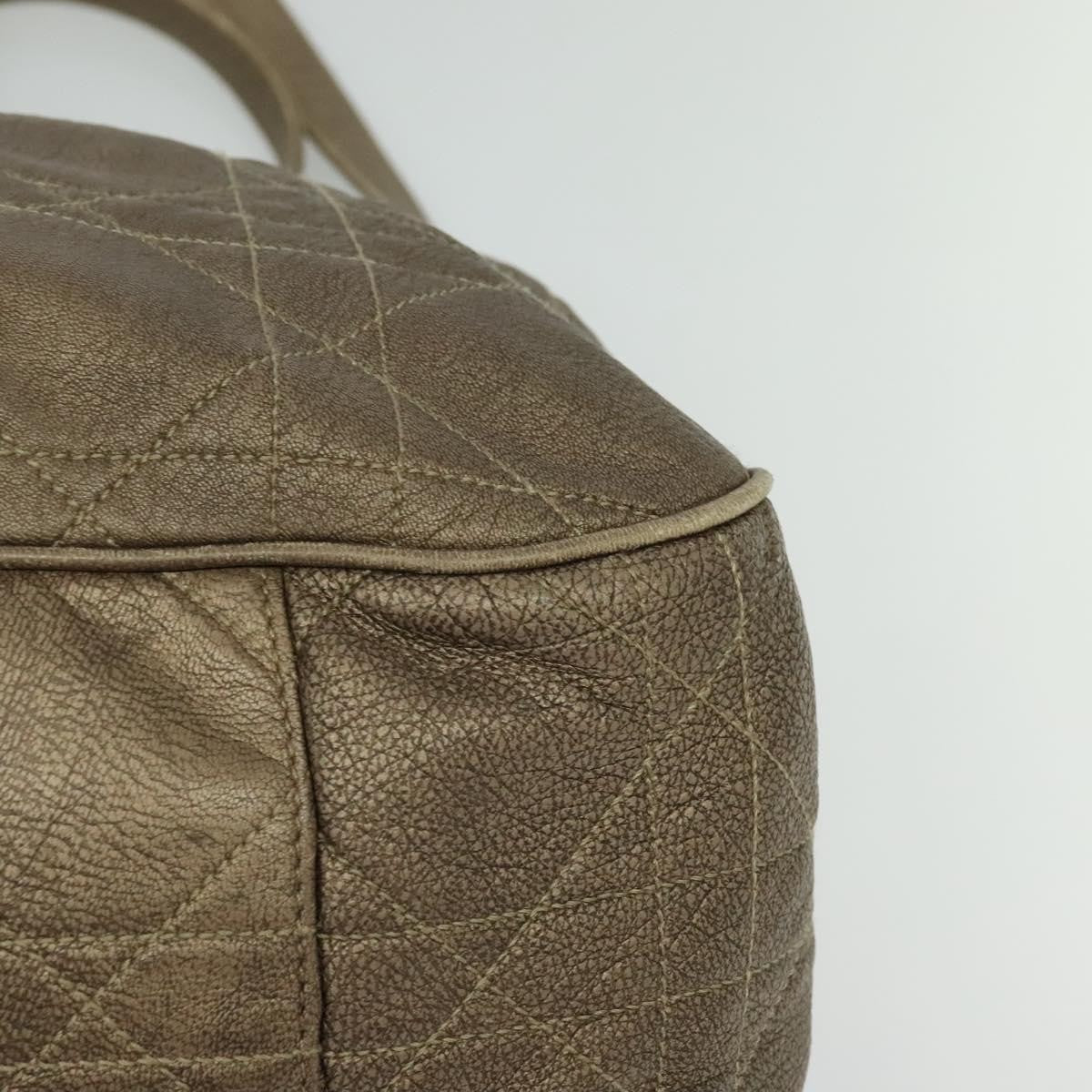 Christian Dior Drawstring Bucket Bag Cannage Quilt Leather, BROWN, LEATHER, Shoulder bag