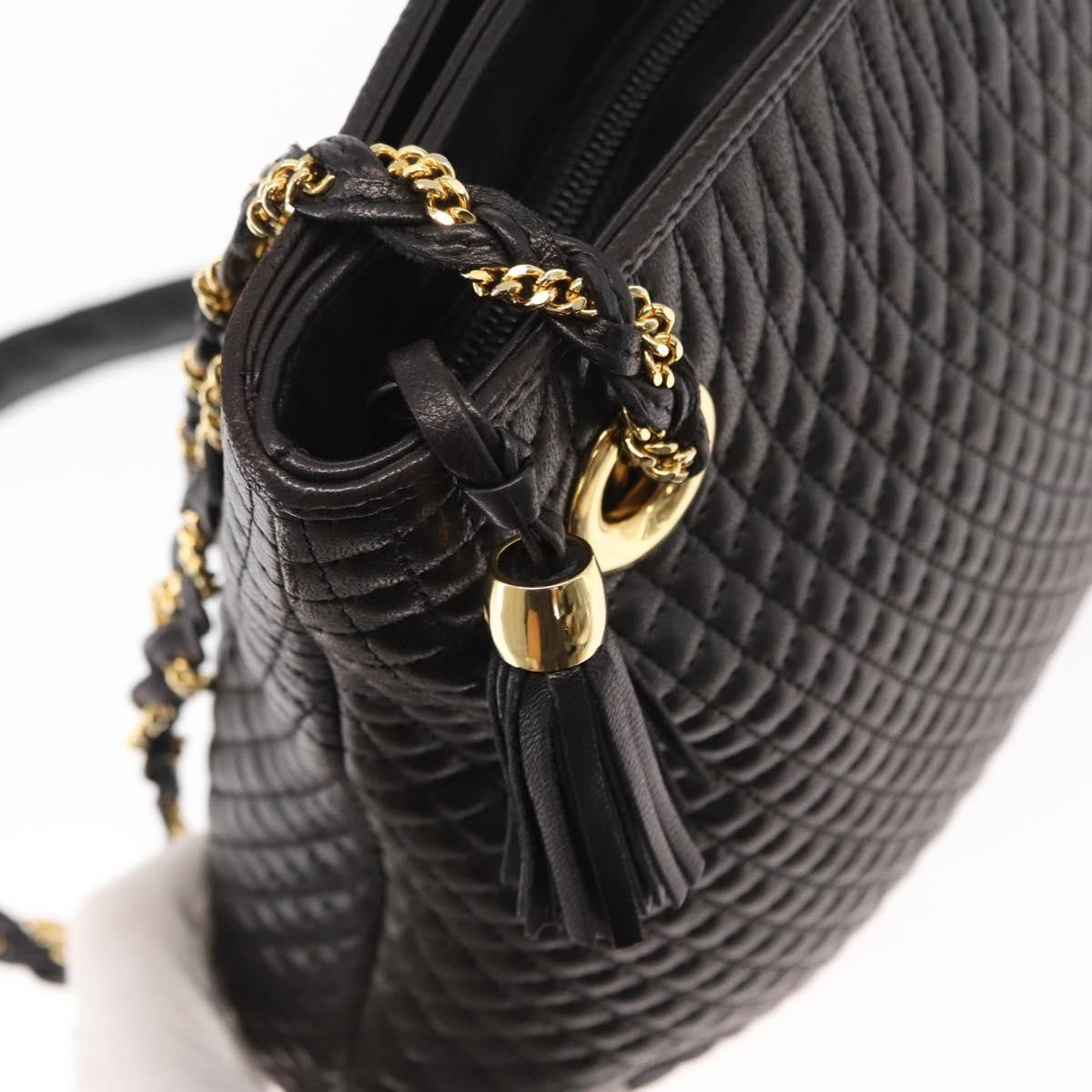 Bally Vintage Chain Shoulder Bag Quilted Leather, Black, Leather, Shoulder Bag