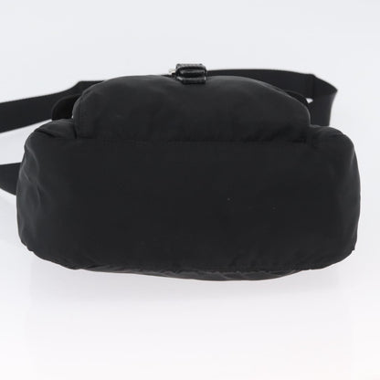 Prada Buckle Messenger Bag Tessuto, Black, Nylon, Shoulder Bag