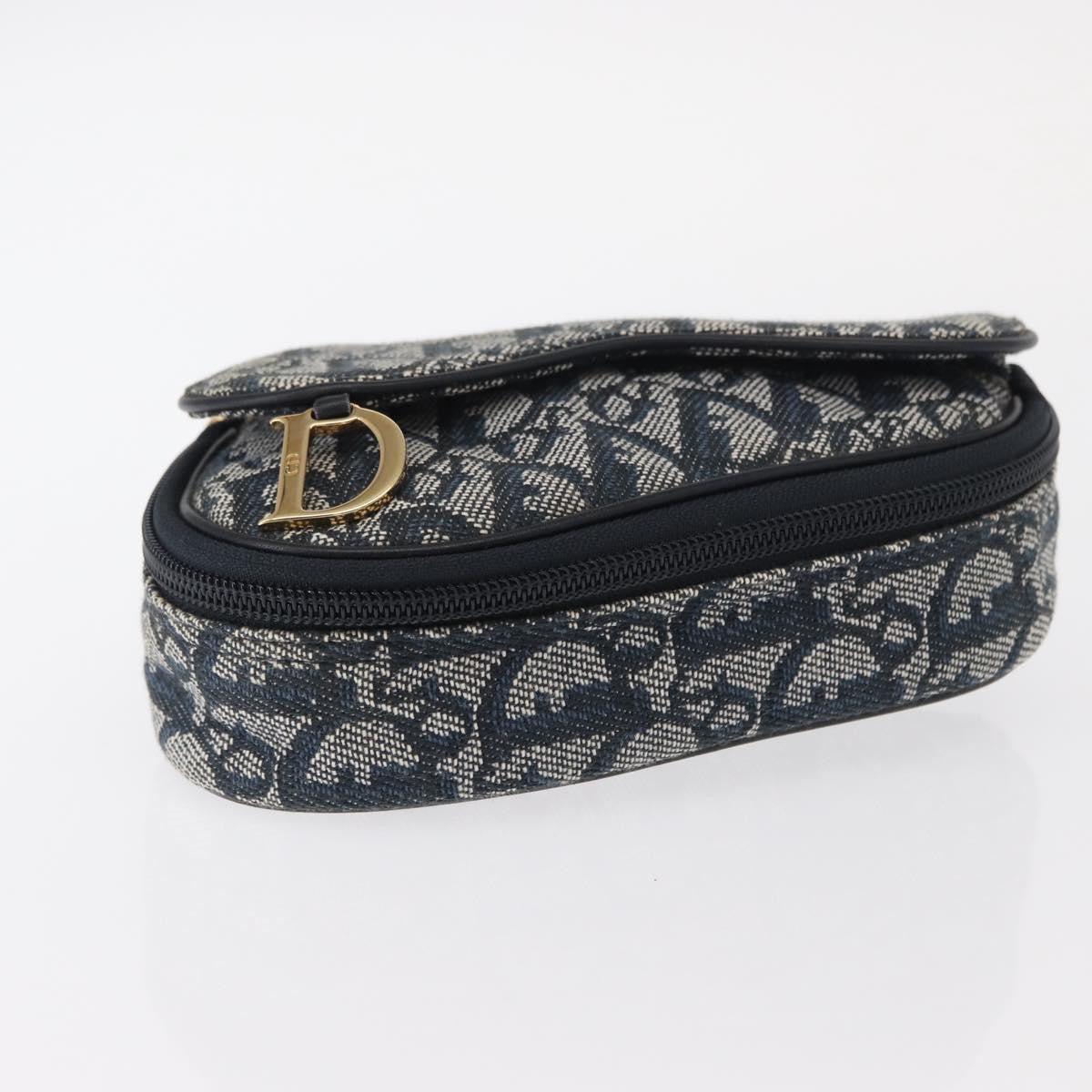 Christian Dior Saddle Zip Pouch Diorissimo Canvas, BLUE, CANVAS, Clutche & pouche
