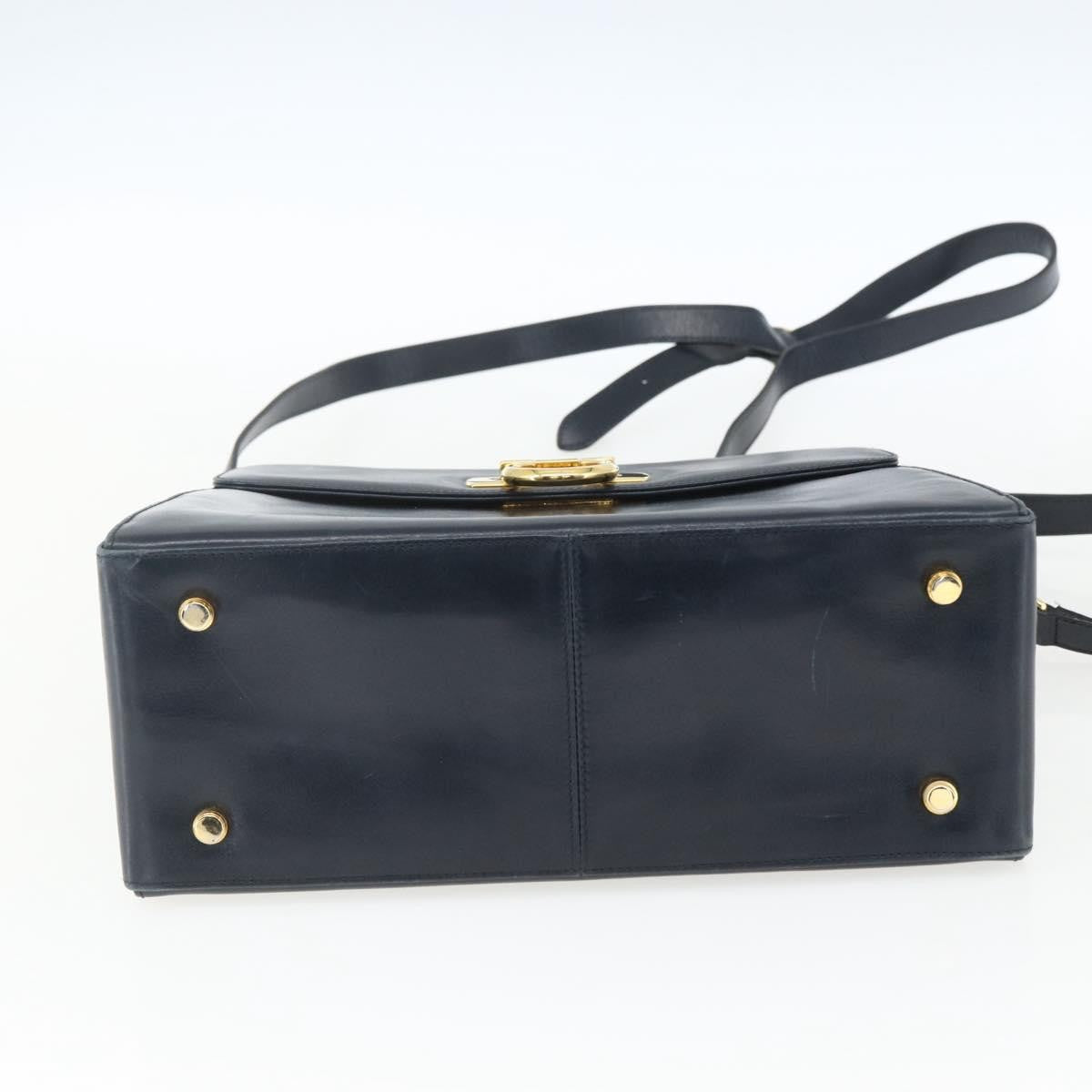 Salvatore Ferragamo Gancini Convertible Top Handle Bag Leather, NAVY, LEATHER, Handbag