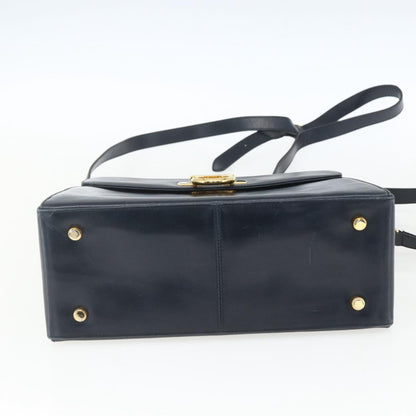 Salvatore Ferragamo Gancini Convertible Top Handle Bag Leather, NAVY, LEATHER, Handbag