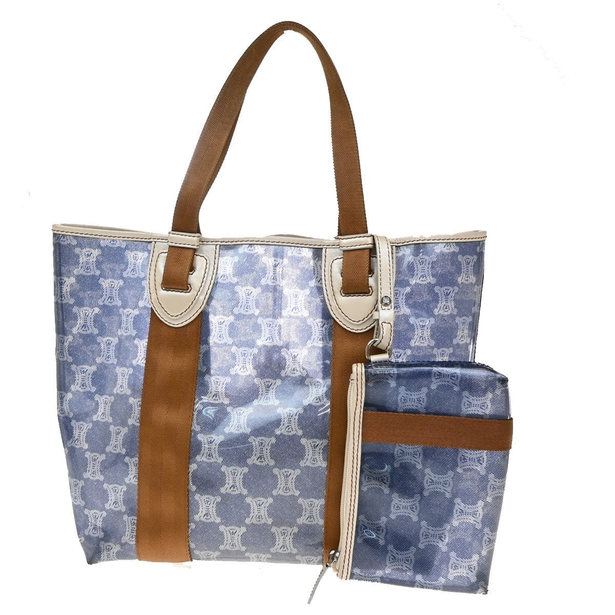 Celine Vintage Macadam Handbag Canvas, BLUE, CANVAS, Tote bag