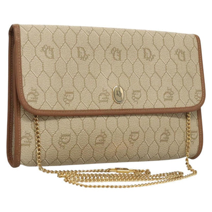 Christian Dior Vintage Honeycomb chain Canvas, BEIGE, CANVAS, Shoulder bag