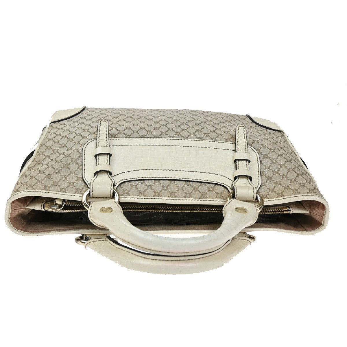 Celine Boogie Satchel Macadam, BEIGE, CANVAS, Tote bag