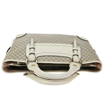 Celine Boogie Satchel Macadam, BEIGE, CANVAS, Tote bag