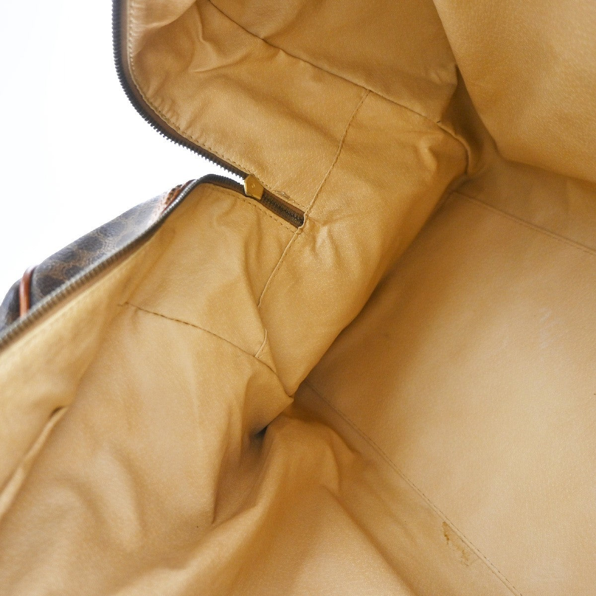 Celine Vintage Macadam Boston bag Canvas and Leather, BROWN, CANVAS, Travel bag