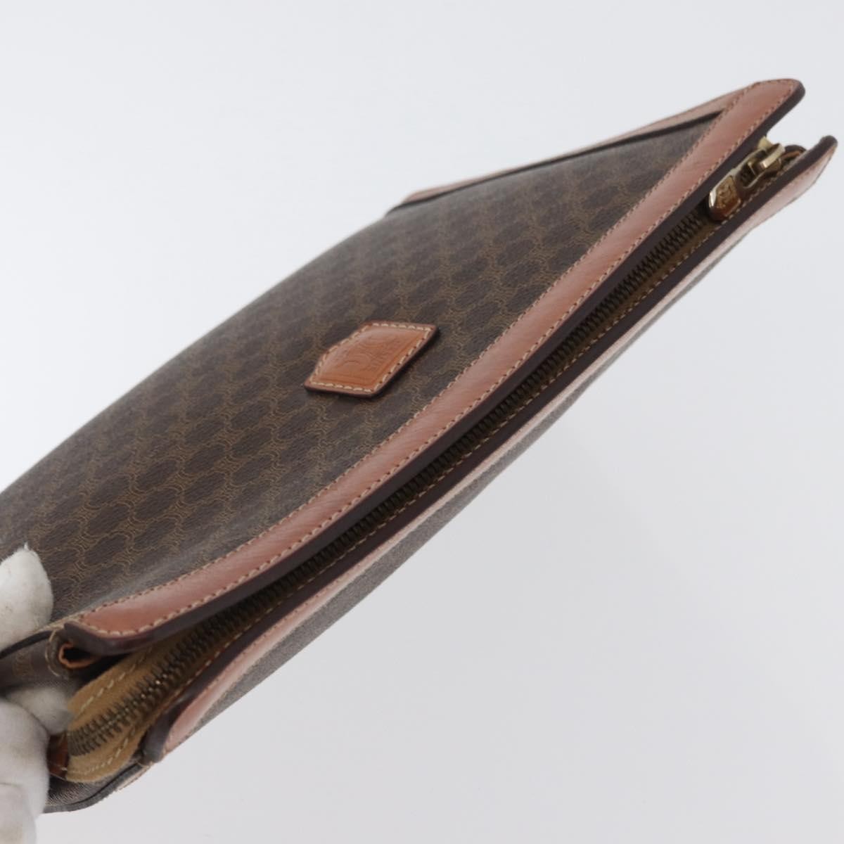 Celine Macadam Pochette Canvas and Leather, BROWN, CANVAS, Clutche & pouche