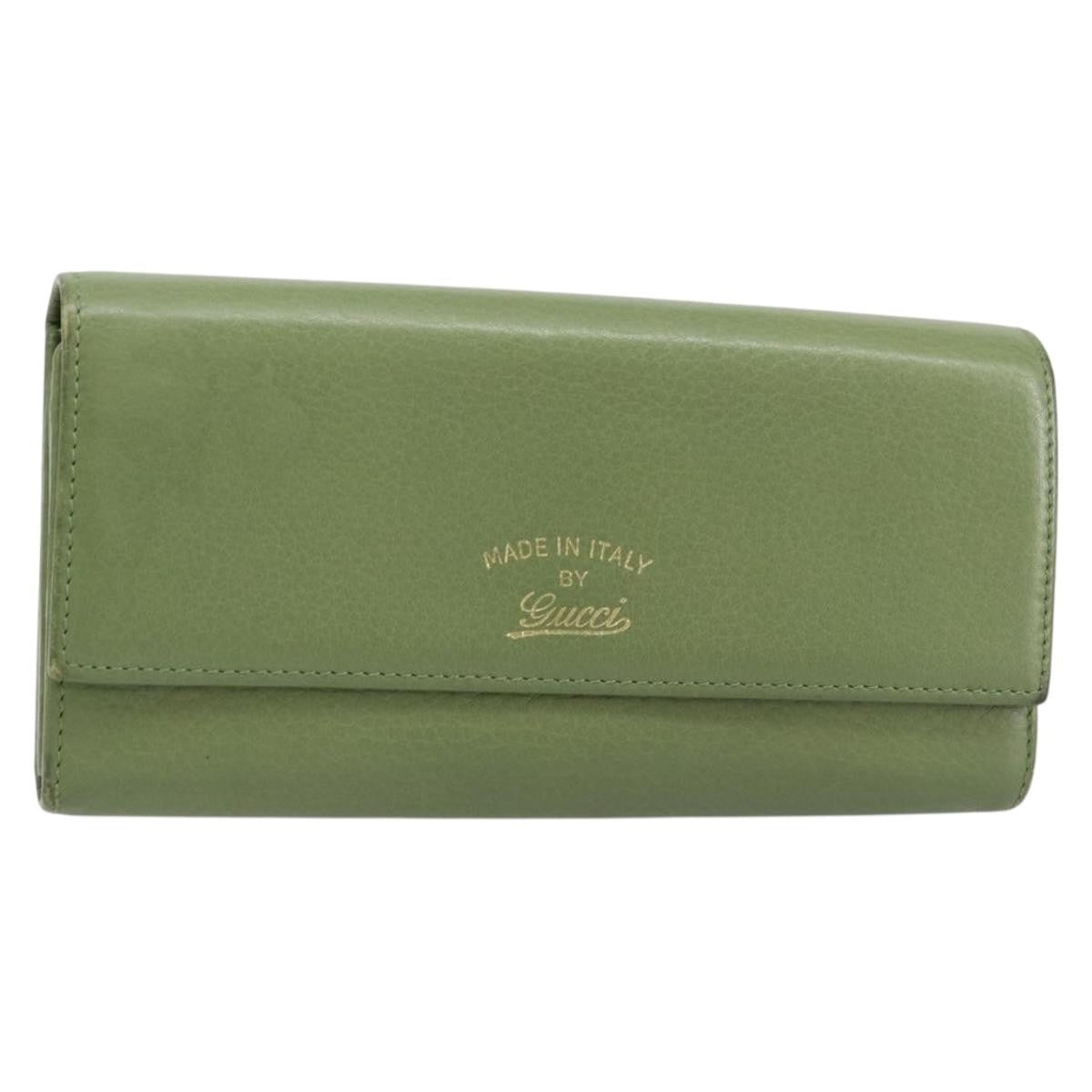 Gucci Logo Embossed Continental Wallet Leather, GREEN, LEATHER, Wallets