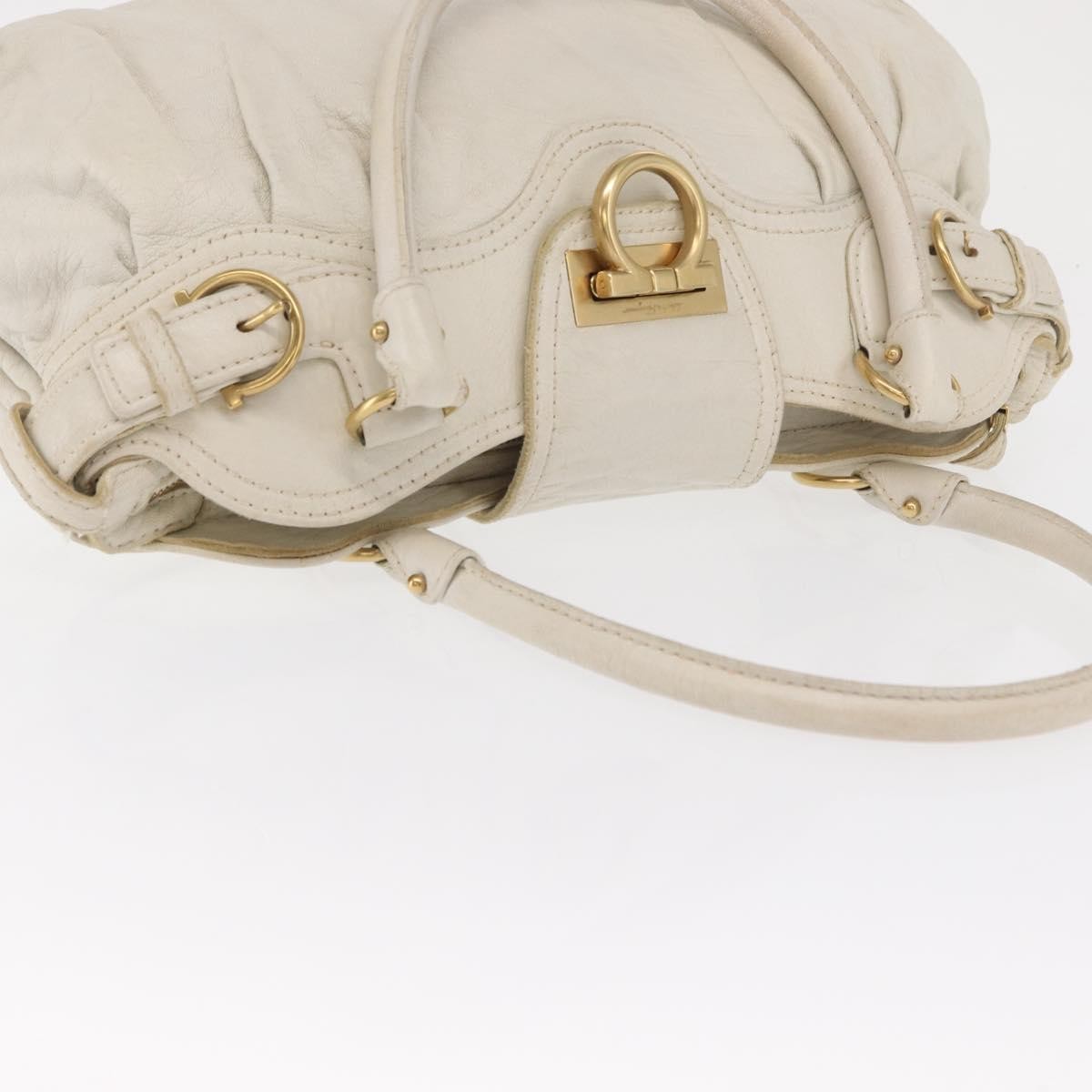 Salvatore Ferragamo Gancini handbag Leather, WHITE, LEATHER, Handbag
