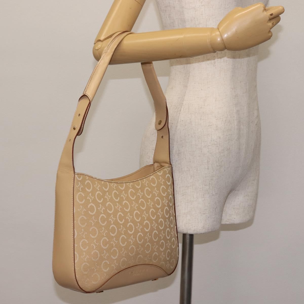 Celine Macadam Shoulder Bag Canvas, BEIGE, CANVAS, Shoulder bag