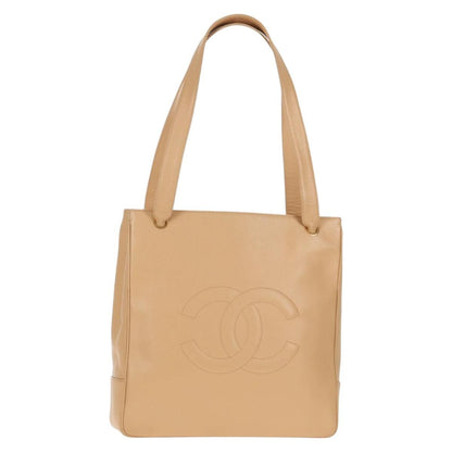 Chanel Coco Mark Leather, BEIGE, LEATHER, Handbag