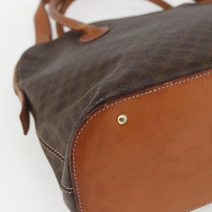Celine Vintage Macadam Handbag Canvas and Leather, BROWN, CANVAS, Handbag