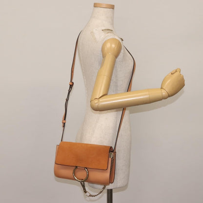 Chloe Faye Shoulder Bag Leather and Suede, BEIGE, LEATHER, Shoulder bag