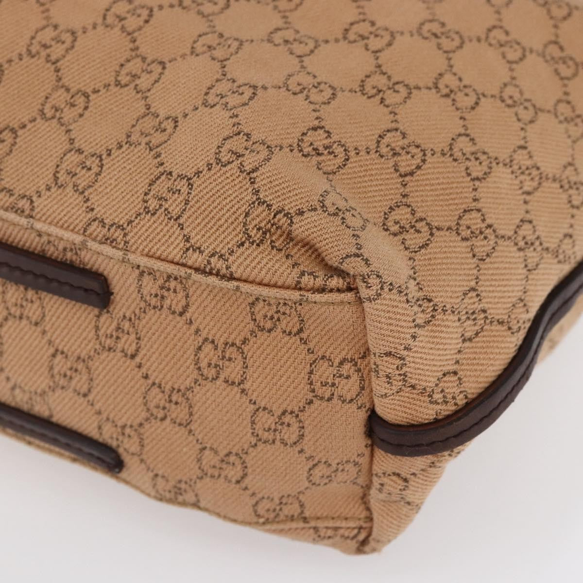 Gucci Vintage Open Shoulder Bag (Outlet) GG Canvas with Leather, BEIGE, CANVAS, Shoulder bag