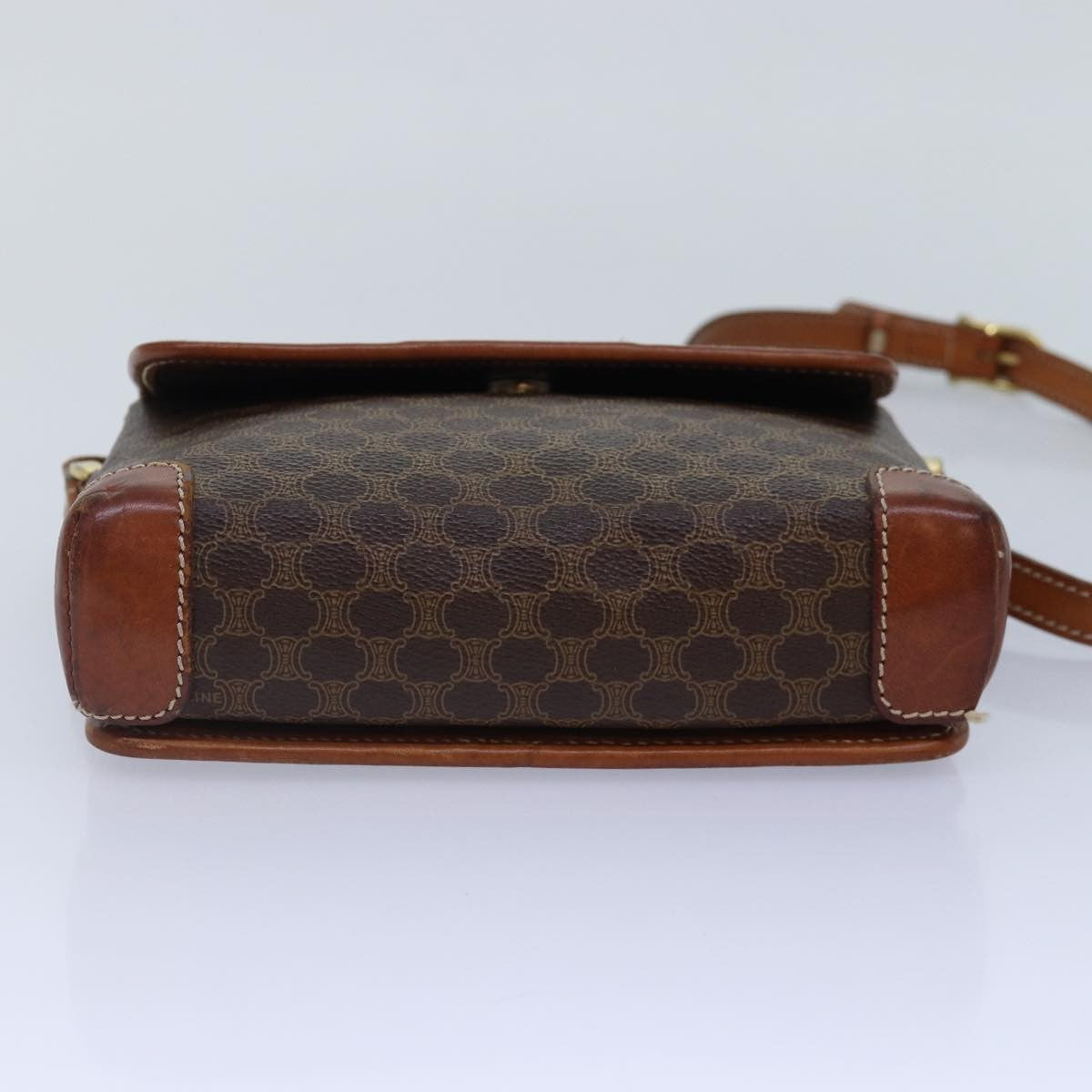 Celine Vintage Macadam Shoulder Bag Canvas and Leather, BROWN, CANVAS, Shoulder bag