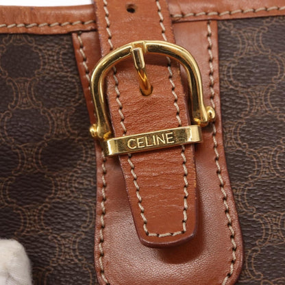 Celine Vintage Macadam Shoulder Bag Canvas and Leather, BROWN, PVC, Shoulder bag