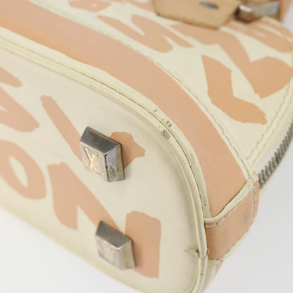 Louis Vuitton Alma Handbag Limited Edition Graffiti Leather, WHITE, CANVAS, Handbag