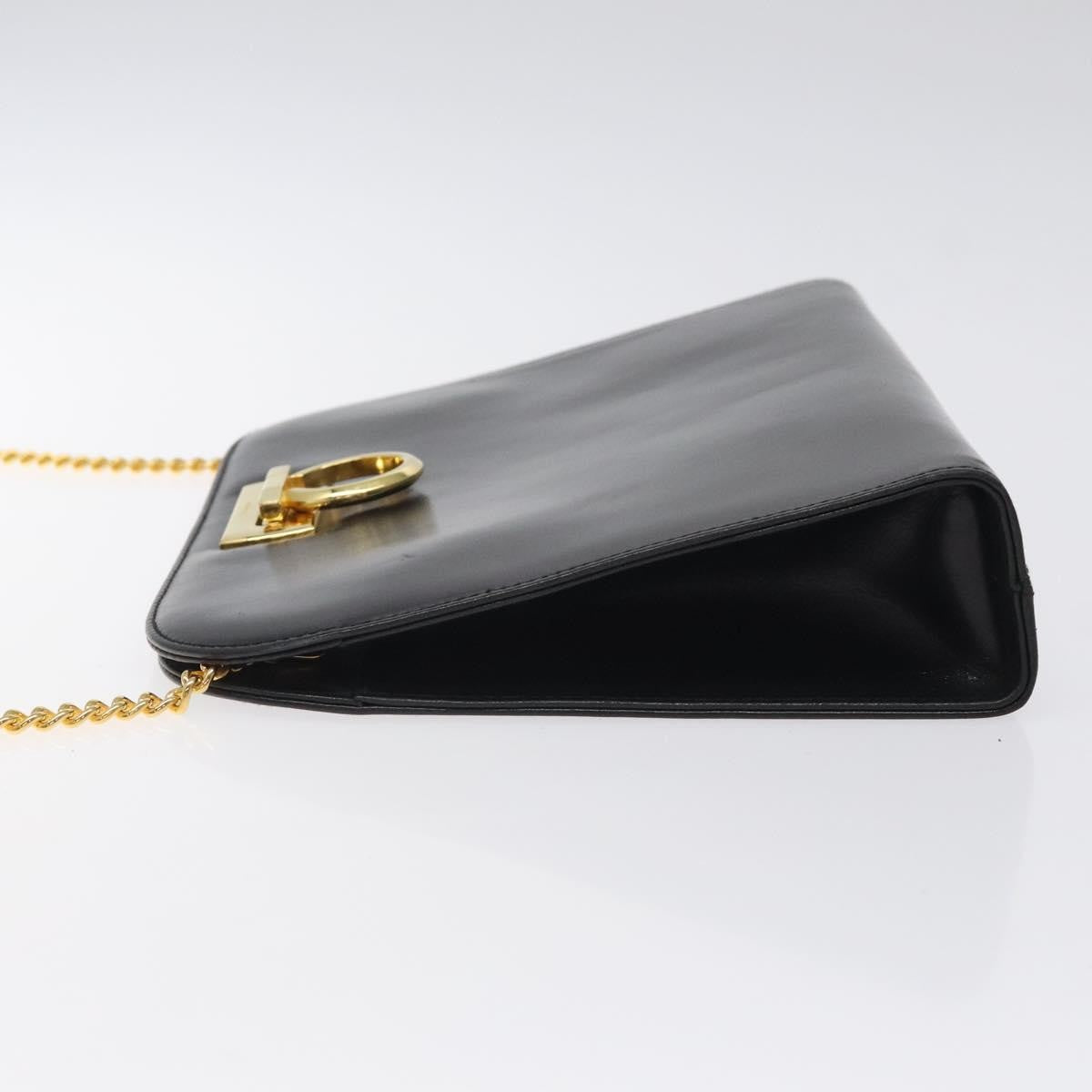 Salvatore Ferragamo Gancini Shoulder Bag Leather, BLACK, LEATHER, Shoulder bag