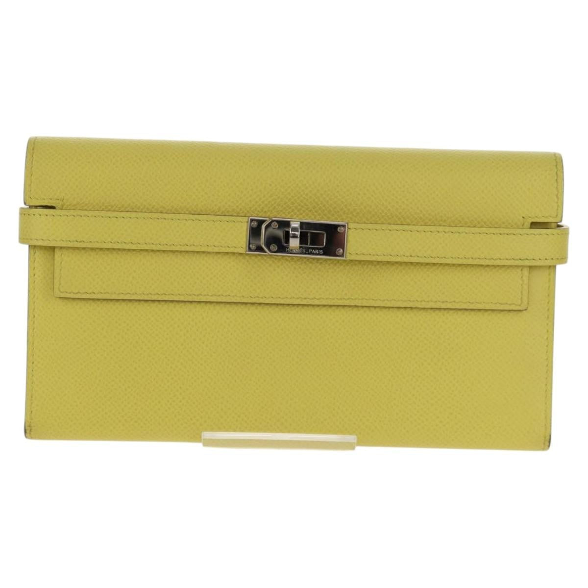 Hermes Kelly Wallet Epsom, YELLOW, LEATHER, Wallets