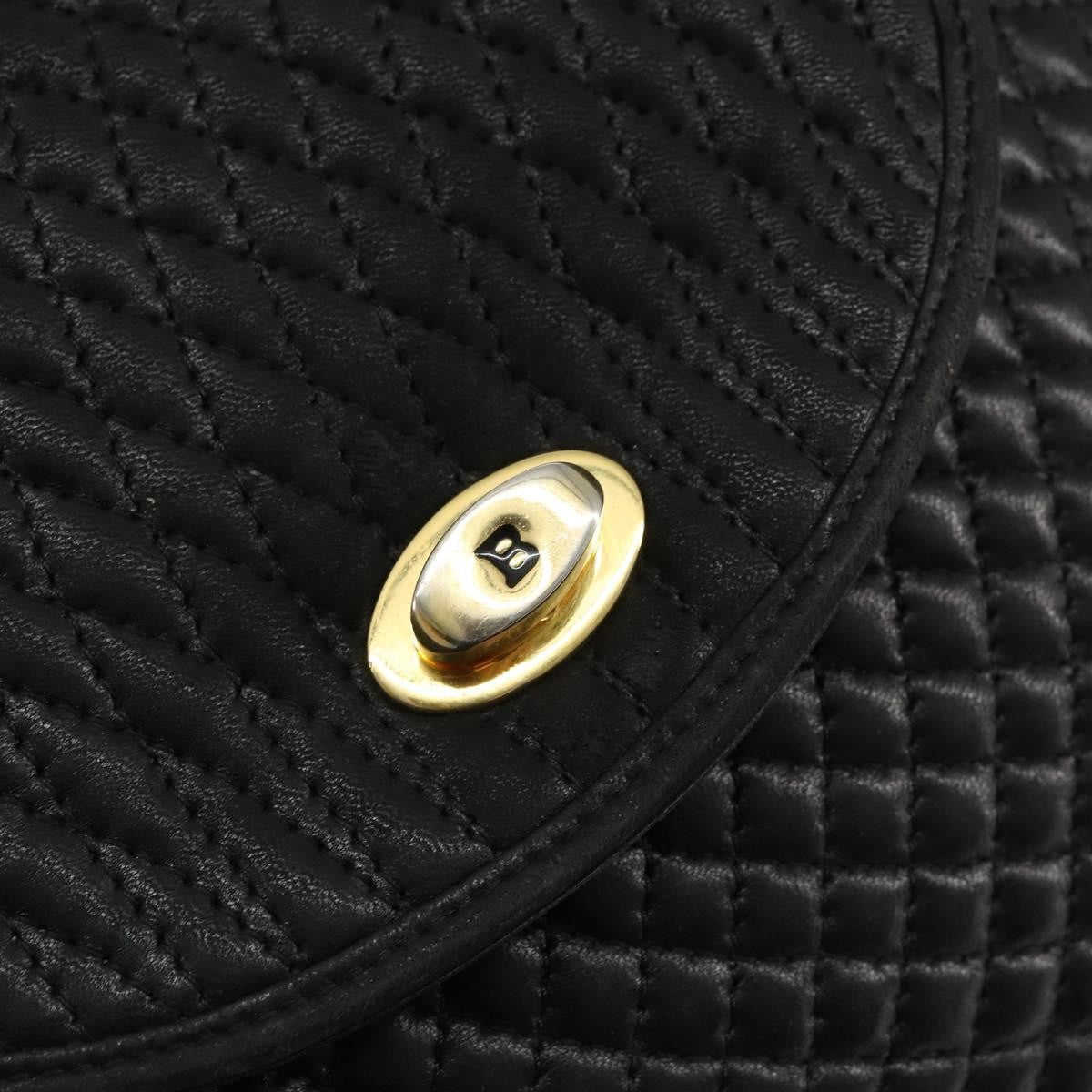 Bally Vintage Handbag Quilted Leather, BLACK, LEATHER, Handbag